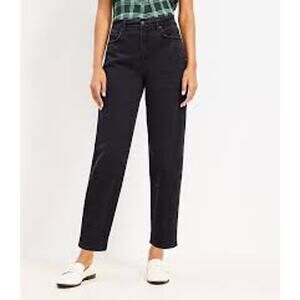 LOFT High Rise Barrel Jeans Washed Black Size 28 NWT